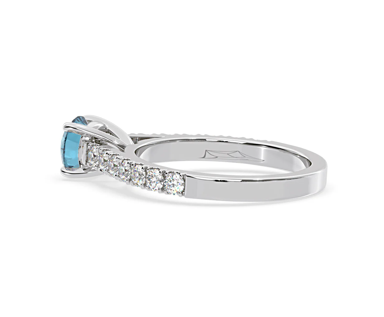 Natalia Blue Lab Diamond 1.50ct Side Stone Ring in Platinum - Elara Collection - Image 32