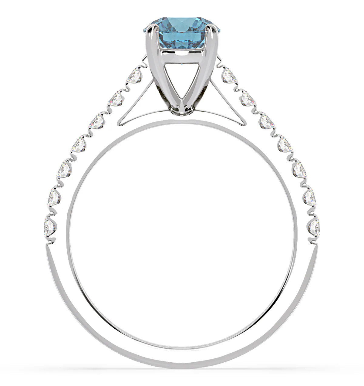 Natalia Blue Lab Diamond 1.50ct Side Stone Ring in Platinum - Elara Collection - Image 5