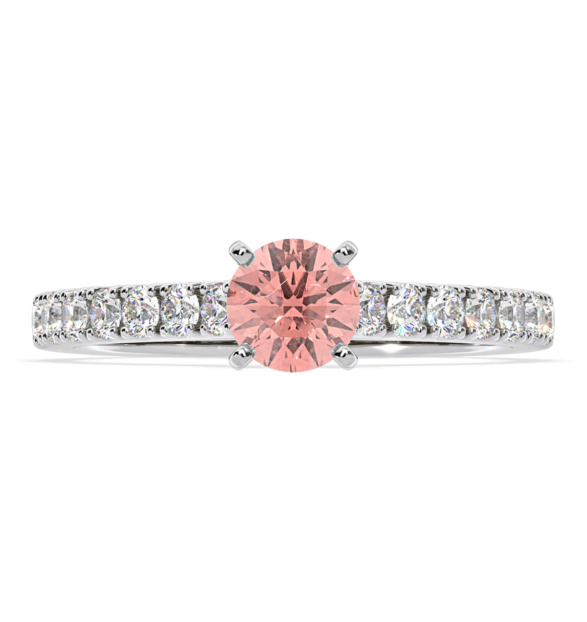 Natalia Pink Lab Diamond 0.91ct Side Stone Ring in 18K White Gold - Elara Collection - Image 3