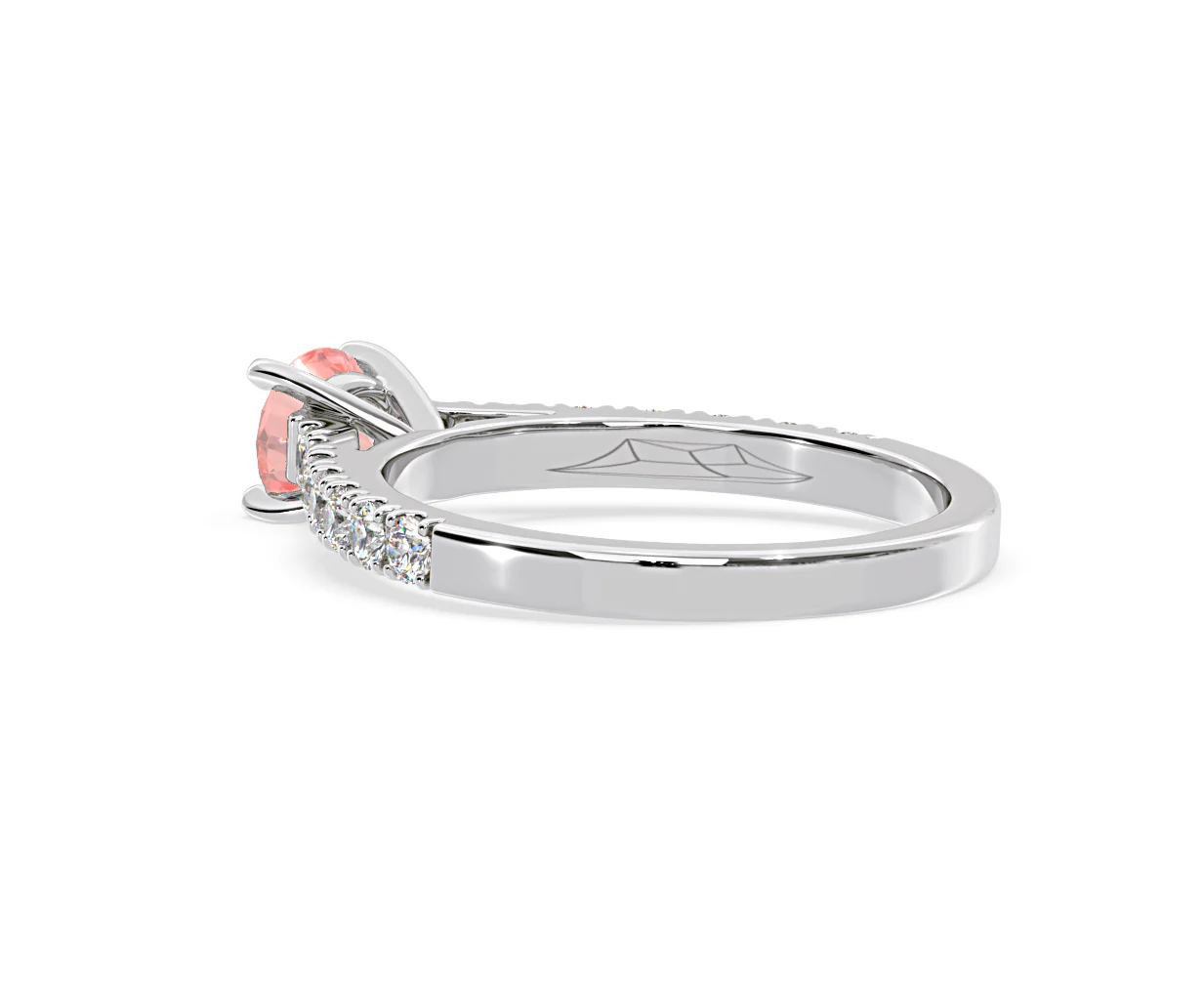 Natalia Pink Lab Diamond 0.91ct Side Stone Ring in 18K White Gold - Elara Collection - Image 36