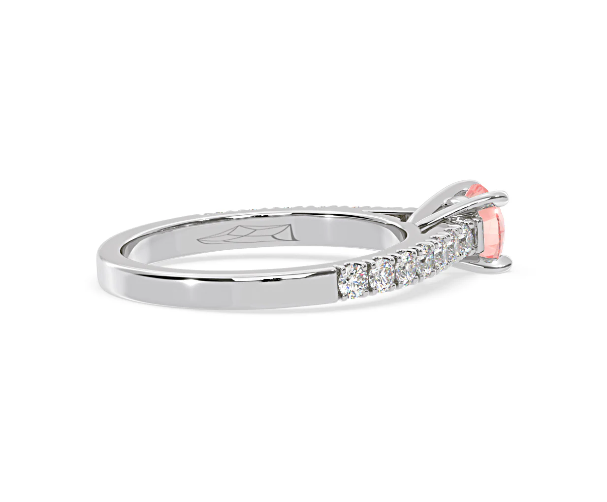 Natalia Pink Lab Diamond 0.91ct Side Stone Ring in 18K White Gold - Elara Collection - Image 61