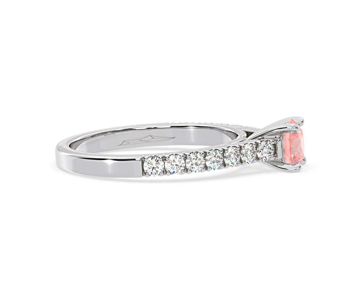 Natalia Pink Lab Diamond 0.91ct Side Stone Ring in 18K White Gold - Elara Collection - Image 68