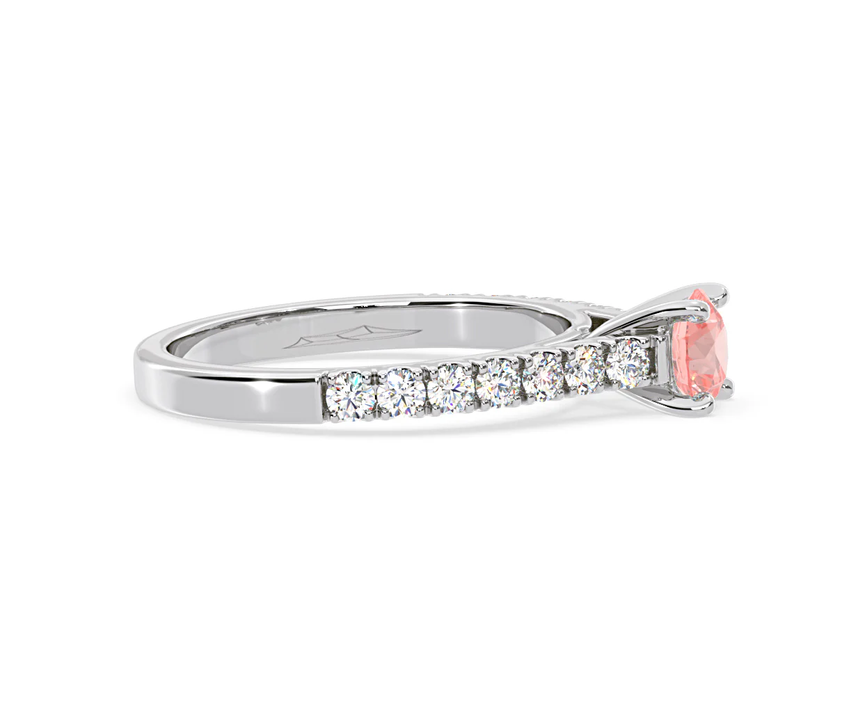 Natalia Pink Lab Diamond 0.91ct Side Stone Ring in 18K White Gold - Elara Collection - Image 69