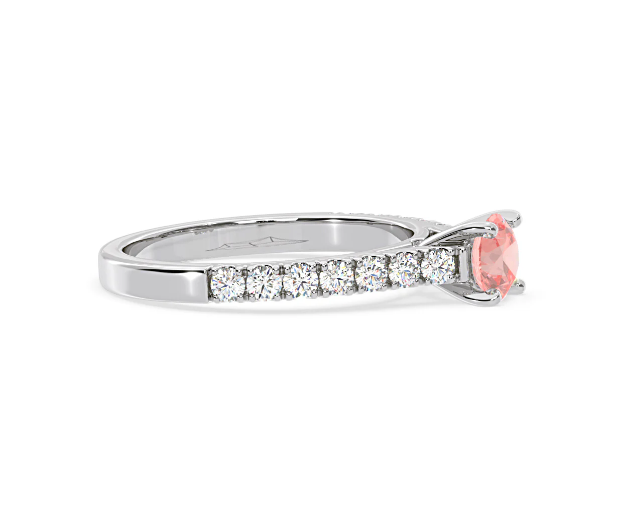 Natalia Pink Lab Diamond 0.91ct Side Stone Ring in 18K White Gold - Elara Collection - Image 71