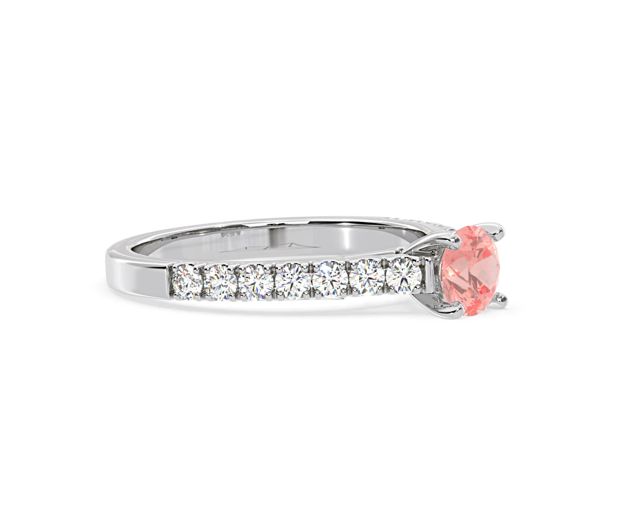 Natalia Pink Lab Diamond 0.91ct Side Stone Ring in 18K White Gold - Elara Collection - Image 75