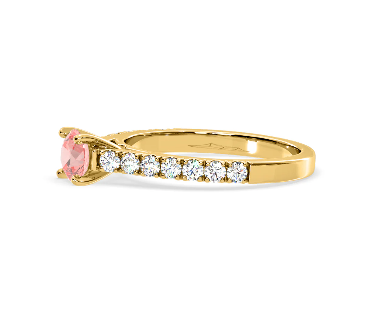Natalia Pink Lab Diamond 0.91ct Side Stone Ring in 18K Yellow Gold - Elara Collection - Image 23
