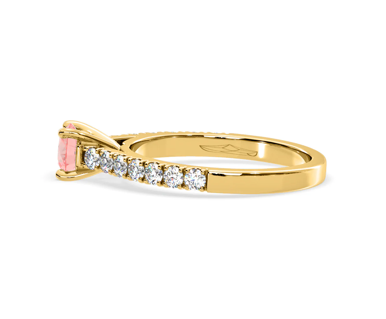 Natalia Pink Lab Diamond 0.91ct Side Stone Ring in 18K Yellow Gold - Elara Collection - Image 29