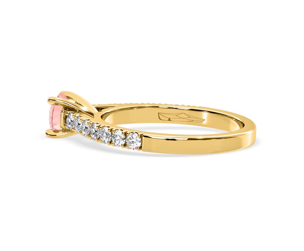 Natalia Pink Lab Diamond 0.91ct Side Stone Ring in 18K Yellow Gold - Elara Collection - Image 32