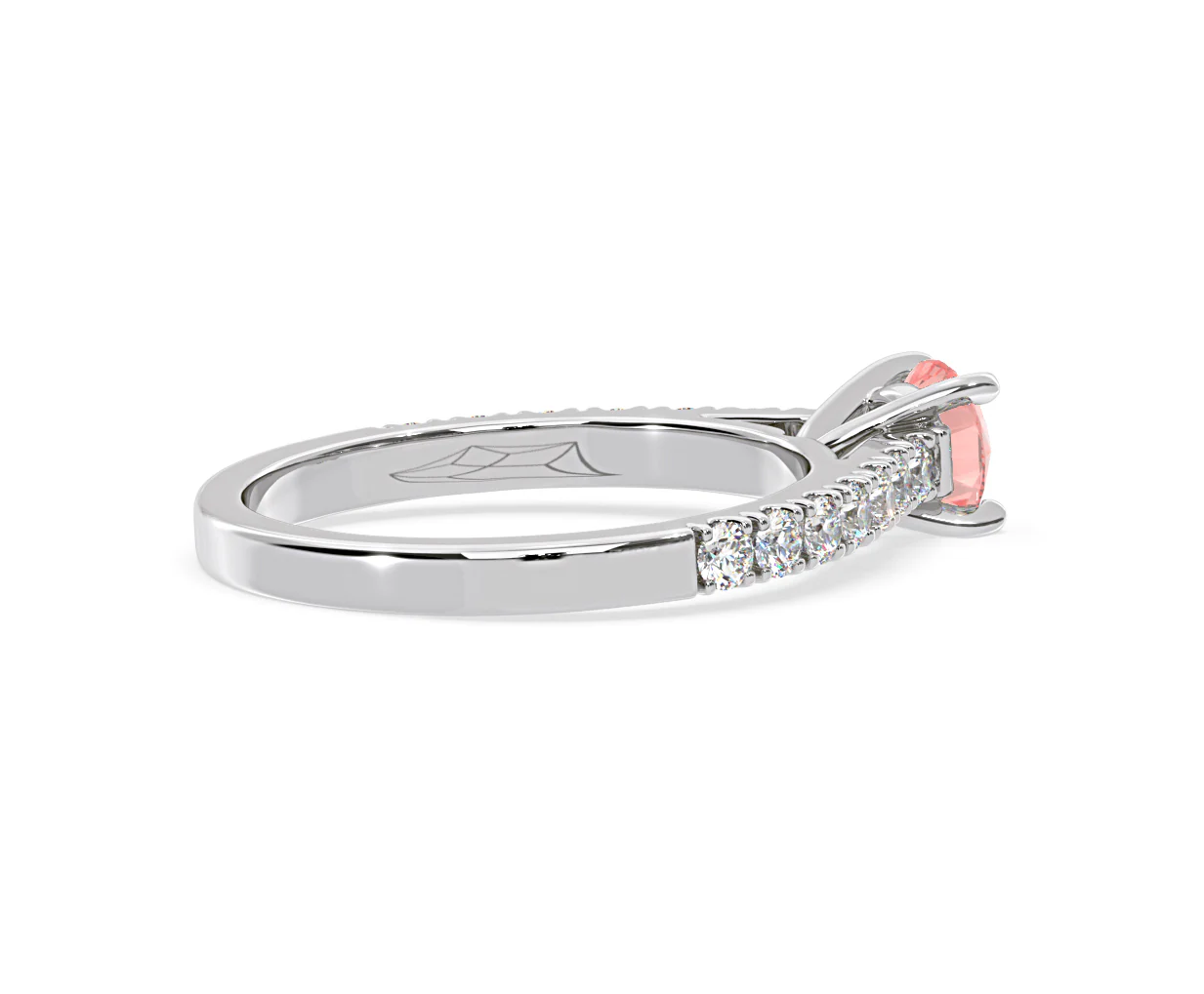 Natalia Pink Lab Diamond 0.91ct Side Stone Ring in Platinum - Elara Collection - Image 60