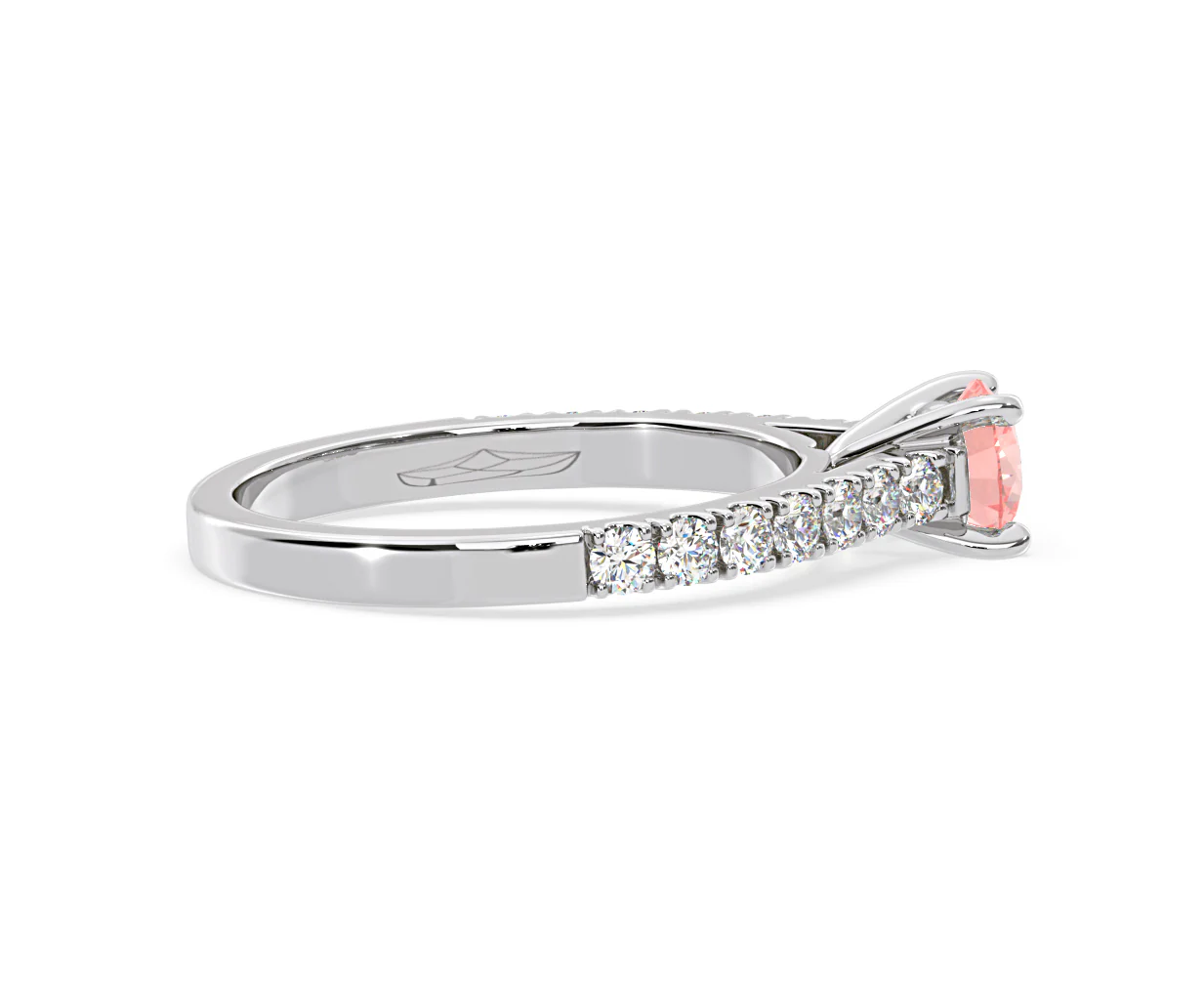 Natalia Pink Lab Diamond 0.91ct Side Stone Ring in Platinum - Elara Collection - Image 64
