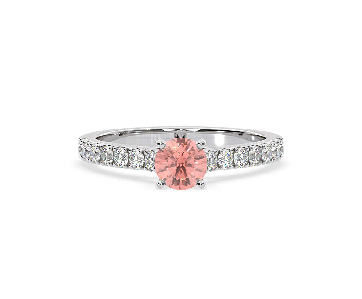 Natalia Pink Lab Diamond 0.91ct Side Stone Ring in Platinum - Elara Collection - Image 7
