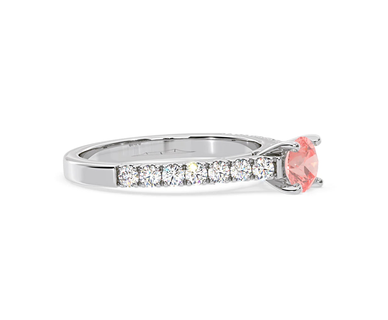 Natalia Pink Lab Diamond 0.91ct Side Stone Ring in Platinum - Elara Collection - Image 73