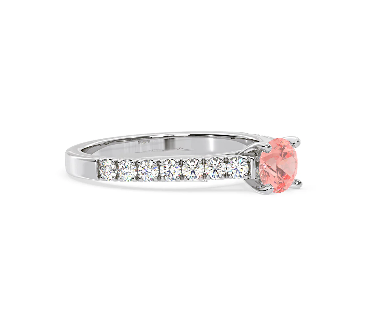 Natalia Pink Lab Diamond 0.91ct Side Stone Ring in Platinum - Elara Collection - Image 76