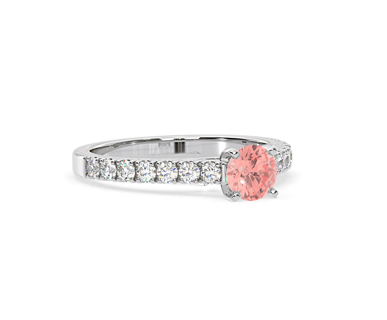 Natalia Pink Lab Diamond 0.91ct Side Stone Ring in Platinum - Elara Collection - Image 80