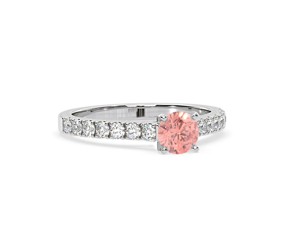 Natalia Pink Lab Diamond 0.91ct Side Stone Ring in Platinum - Elara Collection - Image 82