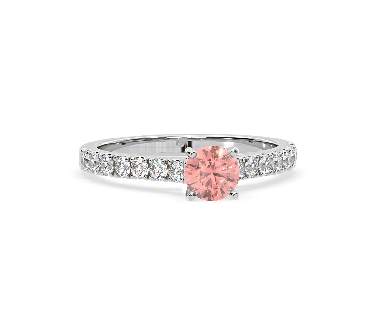 Natalia Pink Lab Diamond 0.91ct Side Stone Ring in Platinum - Elara Collection - Image 84