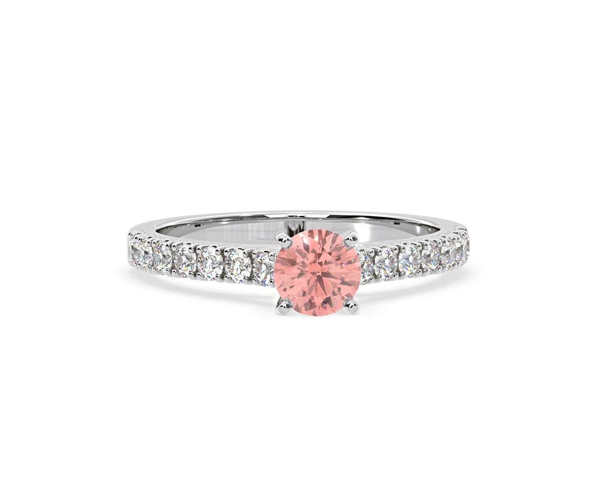 Natalia Pink Lab Diamond 0.91ct Side Stone Ring in Platinum - Elara Collection - Image 85