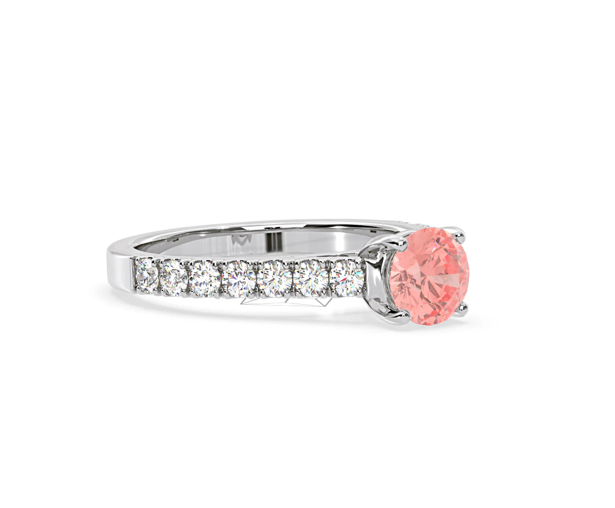 Natalia Pink Lab Diamond 1.50ct Side Stone Ring in 18K White Gold - Elara Collection - Image 78