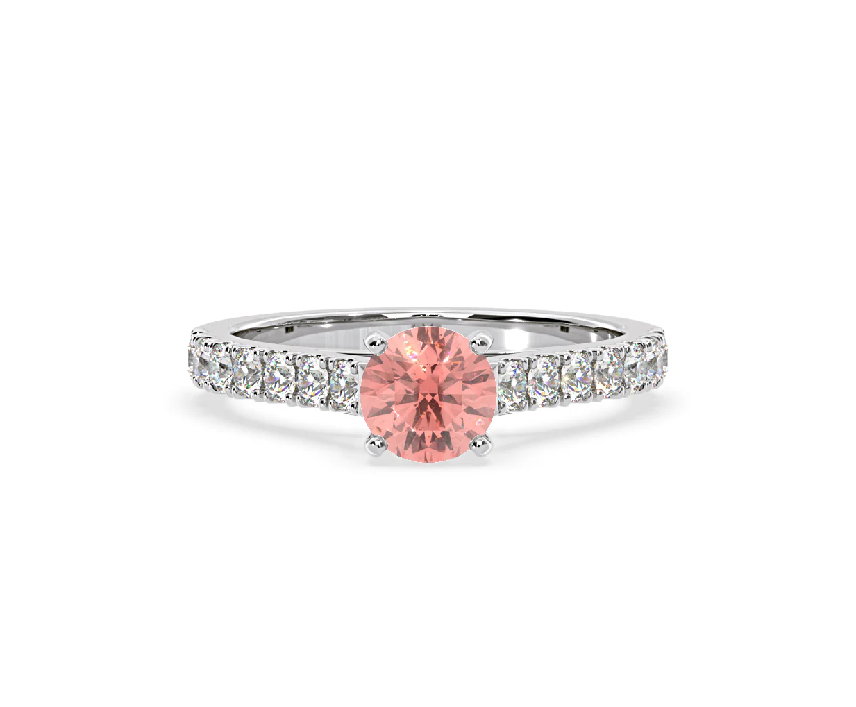Natalia Pink Lab Diamond 1.50ct Side Stone Ring in 18K White Gold - Elara Collection - Image 86