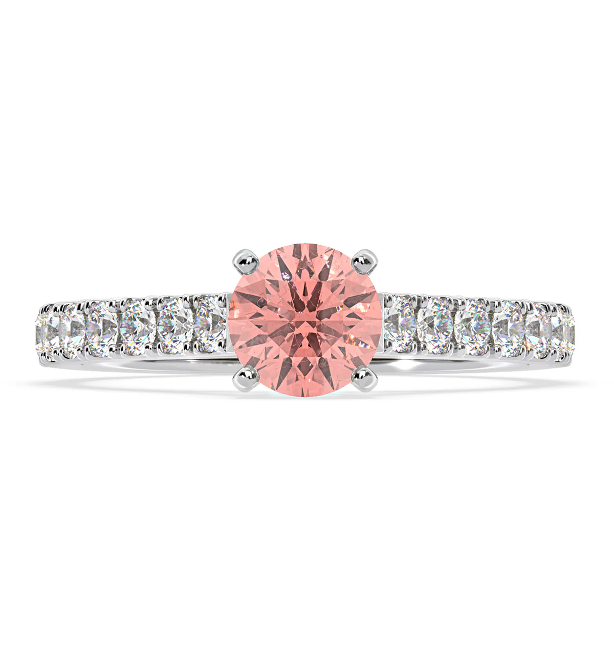 Natalia Pink Lab Diamond 1.50ct Side Stone Ring in Platinum - Elara Collection - Image 3