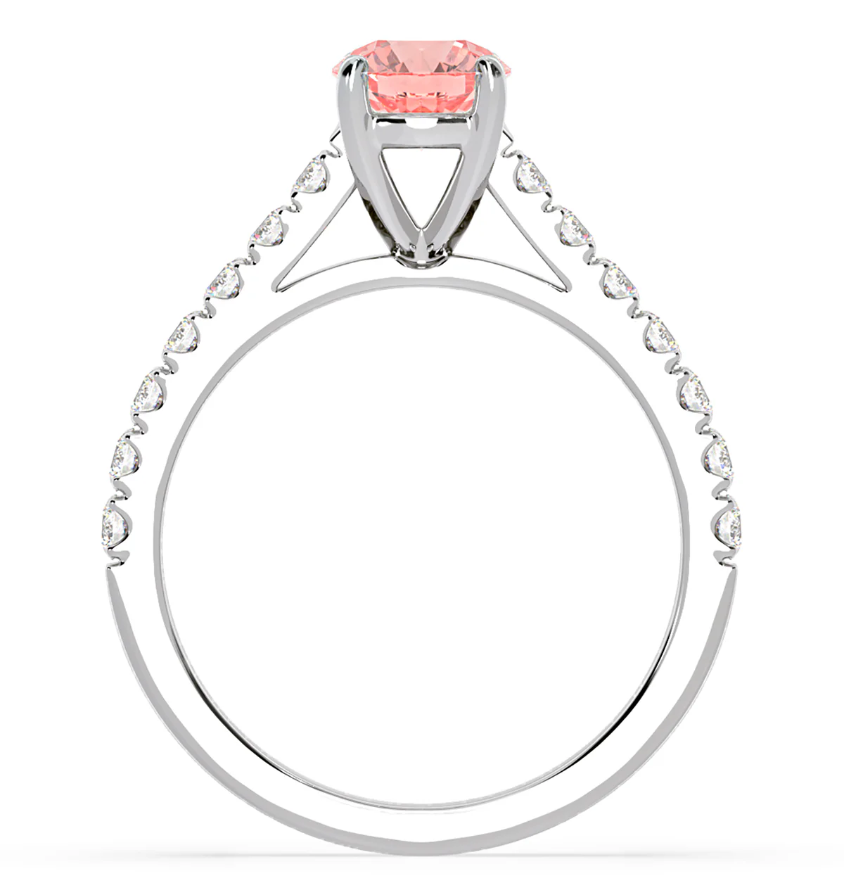 Natalia Pink Lab Diamond 1.50ct Side Stone Ring in Platinum - Elara Collection - Image 5