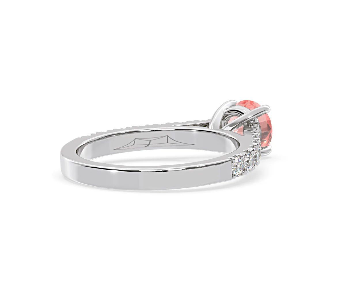Natalia Pink Lab Diamond 1.50ct Side Stone Ring in Platinum - Elara Collection - Image 55
