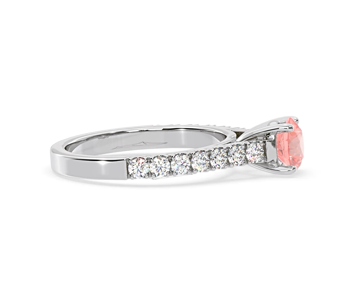 Natalia Pink Lab Diamond 1.50ct Side Stone Ring in Platinum - Elara Collection - Image 68