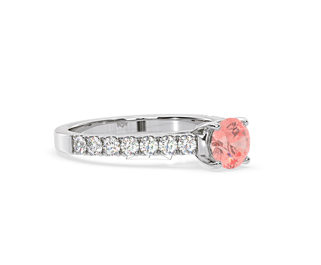 Natalia Pink Lab Diamond 1.50ct Side Stone Ring in Platinum - Elara Collection - Image 77