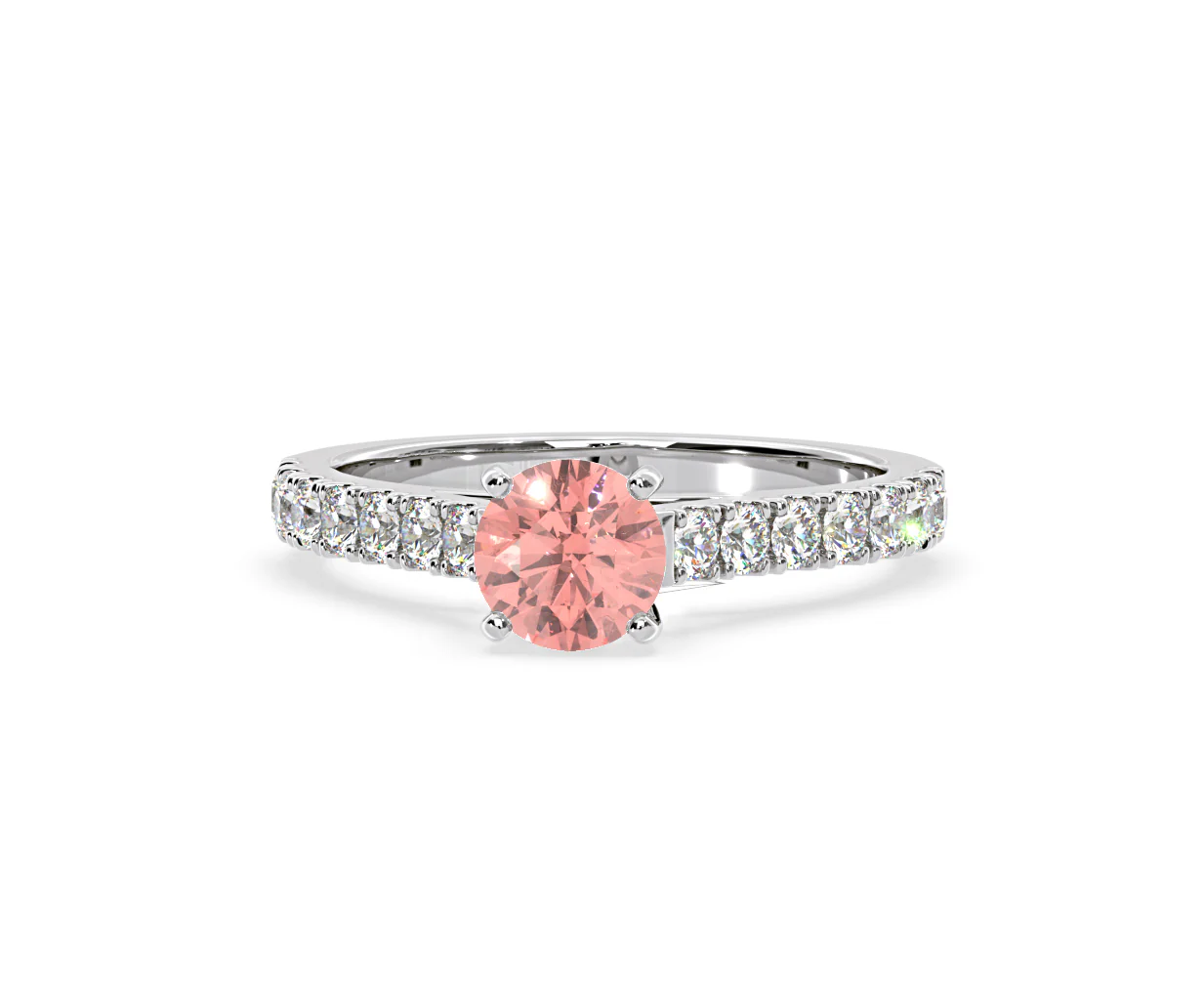 Natalia Pink Lab Diamond 1.50ct Side Stone Ring in Platinum - Elara Collection - Image 8