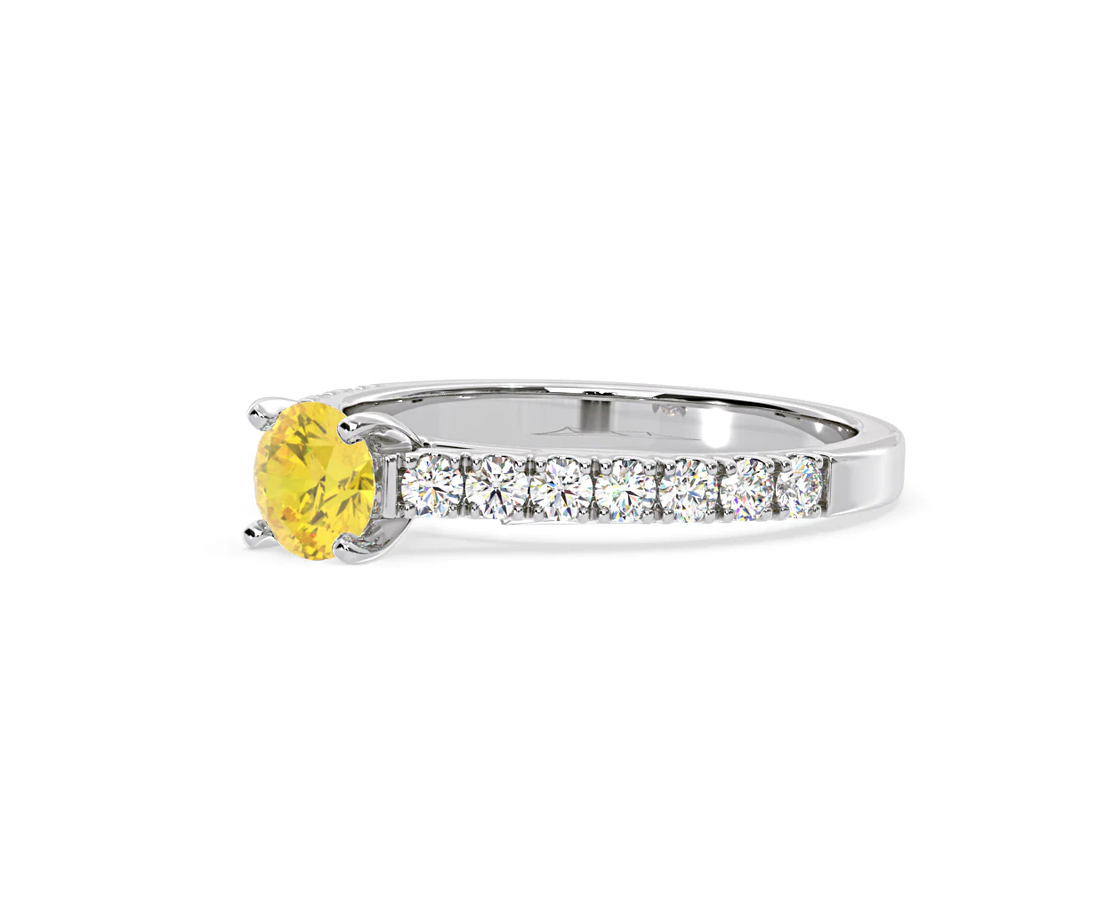 Natalia Yellow Lab Diamond 0.91ct Side Stone Ring in 18K White Gold - Elara Collection - Image 16