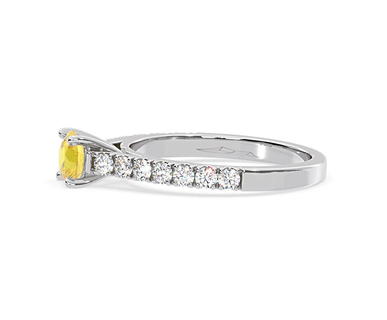 Natalia Yellow Lab Diamond 0.91ct Side Stone Ring in 18K White Gold - Elara Collection - Image 24