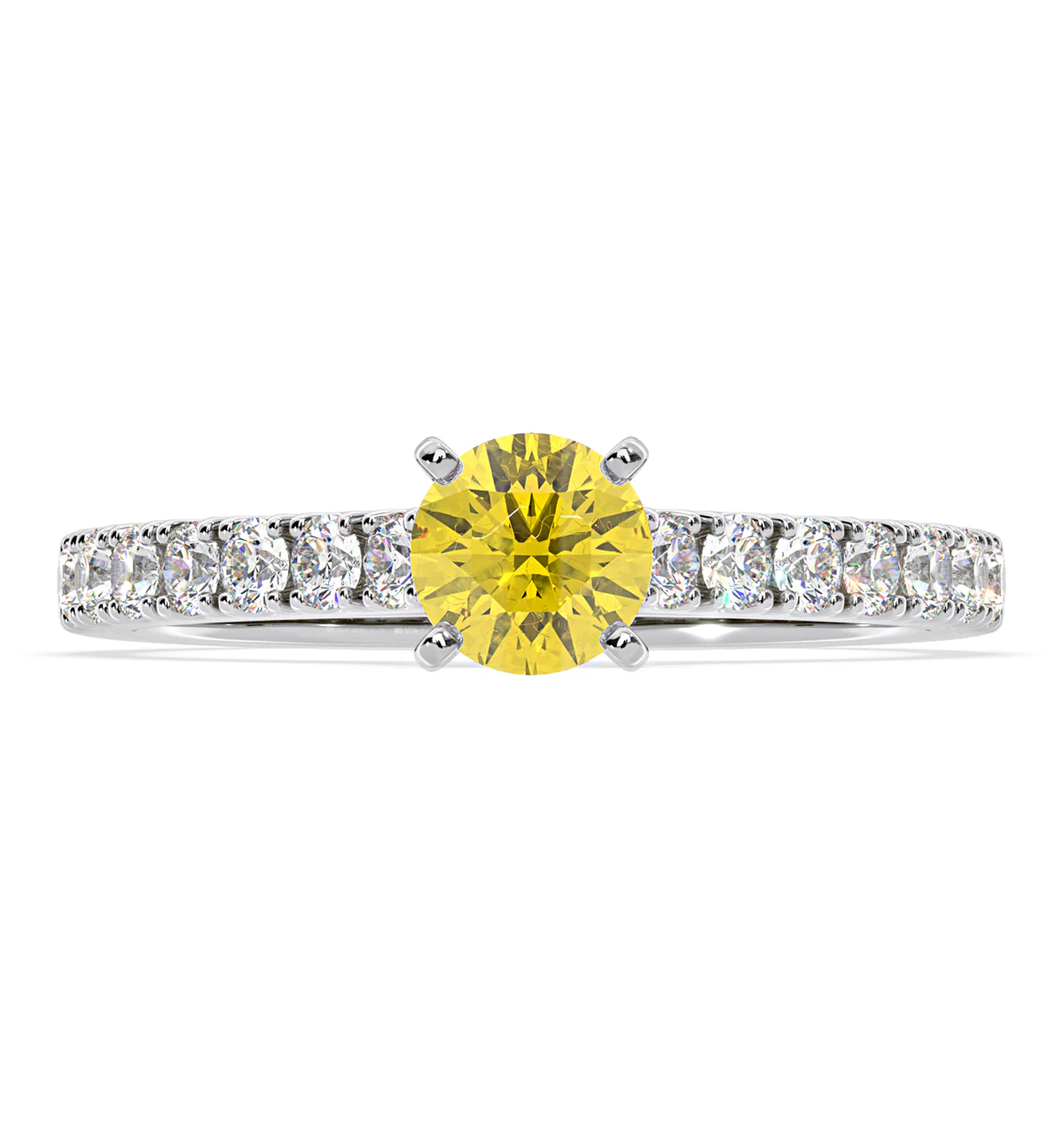 Natalia Yellow Lab Diamond 0.91ct Side Stone Ring in Platinum - Elara Collection - Image 3