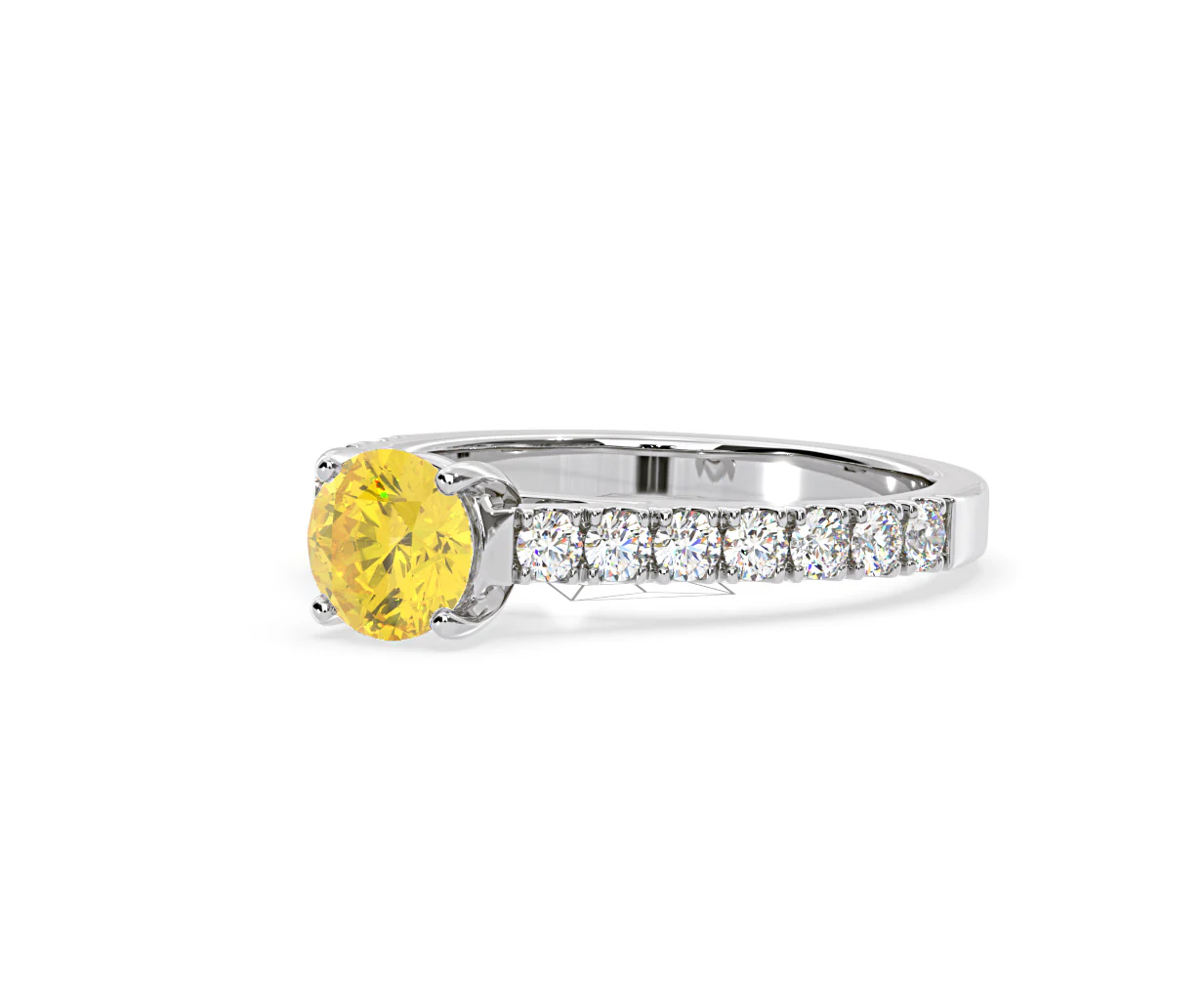 Natalia Yellow Lab Diamond 1.50ct Side Stone Ring in 18K White Gold - Elara Collection - Image 15