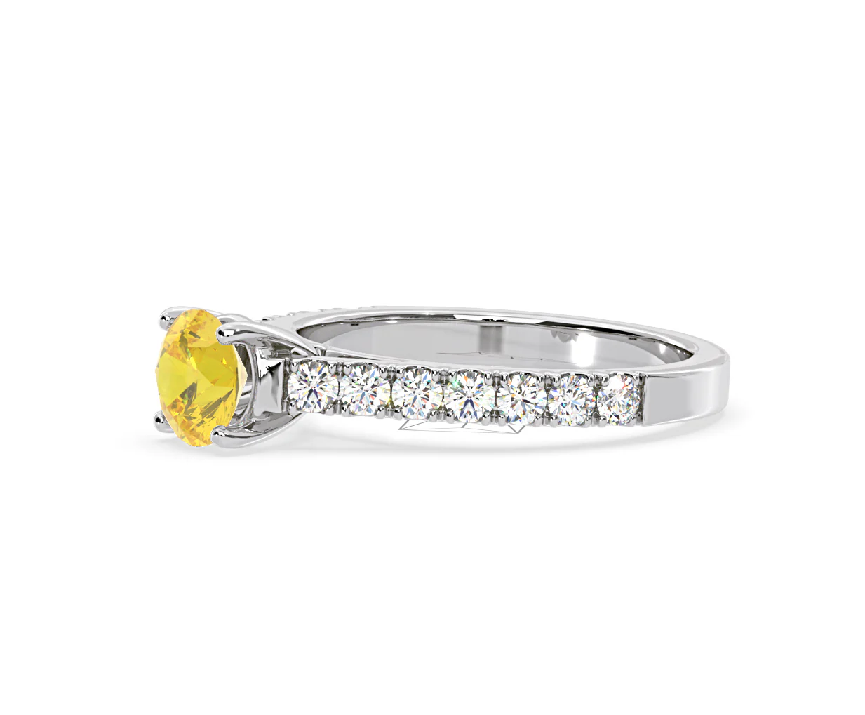 Natalia Yellow Lab Diamond 1.50ct Side Stone Ring in 18K White Gold - Elara Collection - Image 20