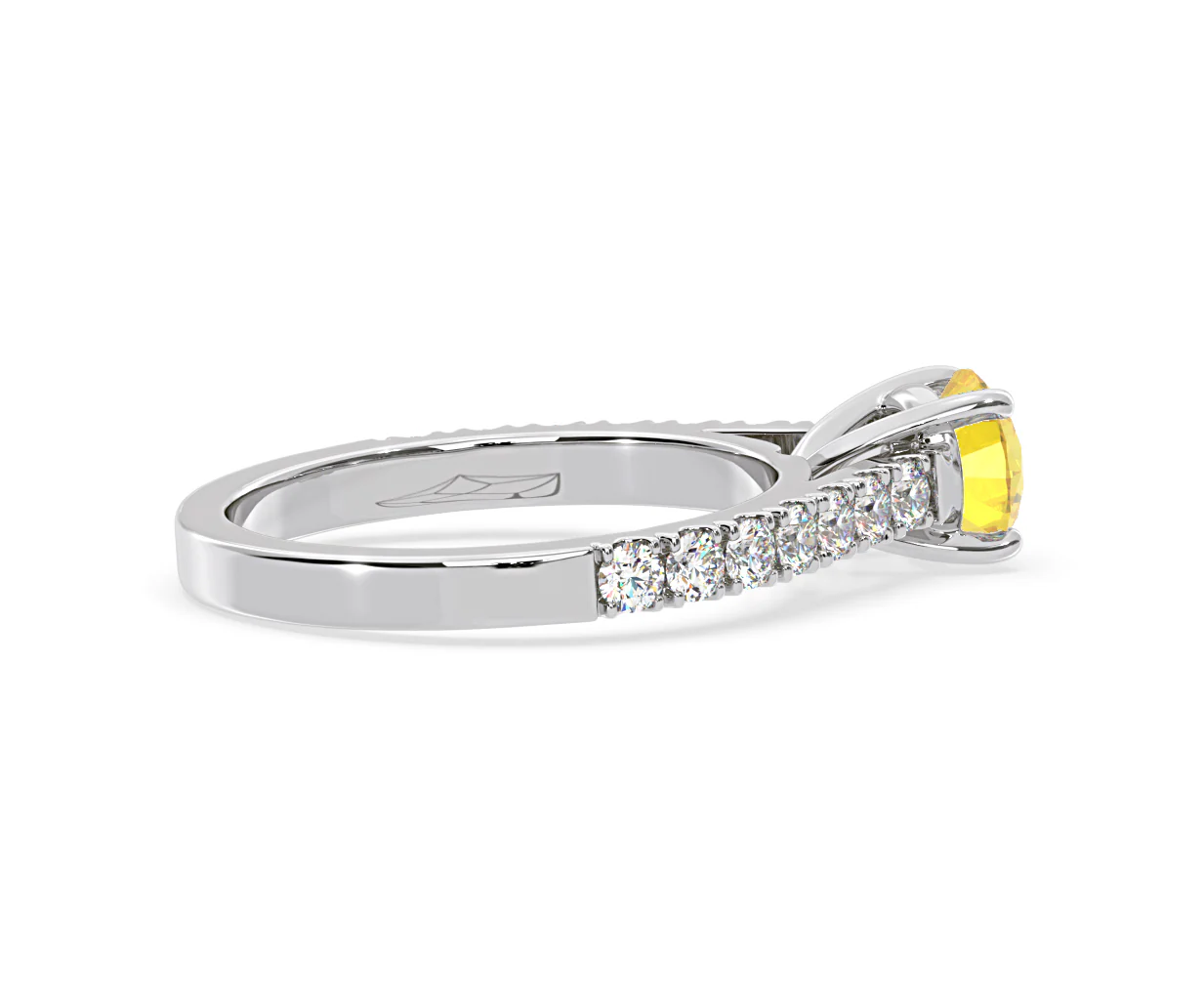 Natalia Yellow Lab Diamond 1.50ct Side Stone Ring in 18K White Gold - Elara Collection - Image 63