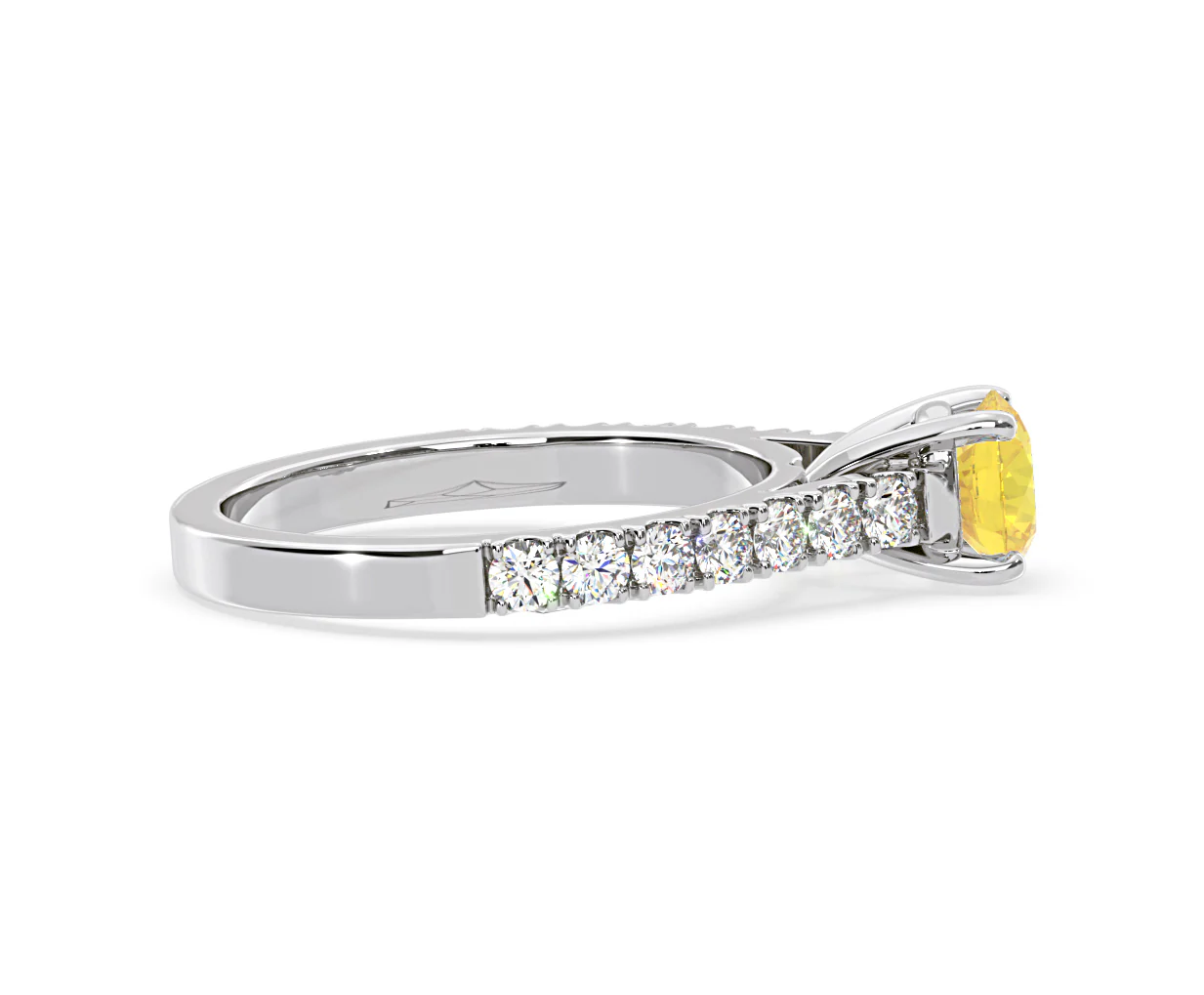 Natalia Yellow Lab Diamond 1.50ct Side Stone Ring in 18K White Gold - Elara Collection - Image 67