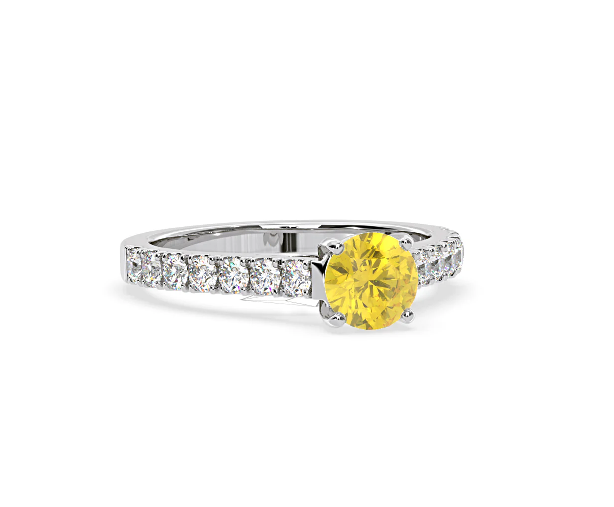 Natalia Yellow Lab Diamond 1.50ct Side Stone Ring in 18K White Gold - Elara Collection - Image 83
