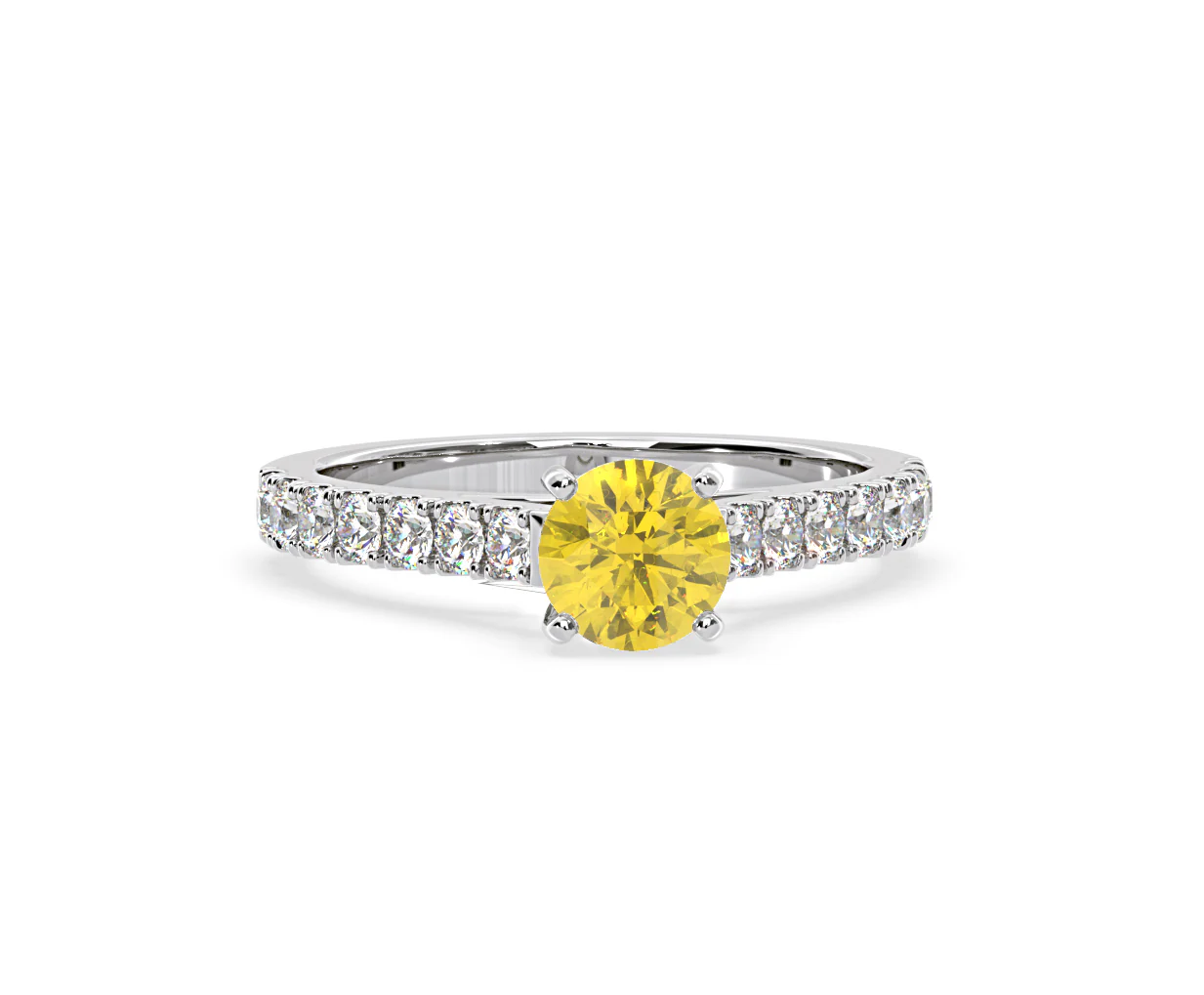 Natalia Yellow Lab Diamond 1.50ct Side Stone Ring in 18K White Gold - Elara Collection - Image 86