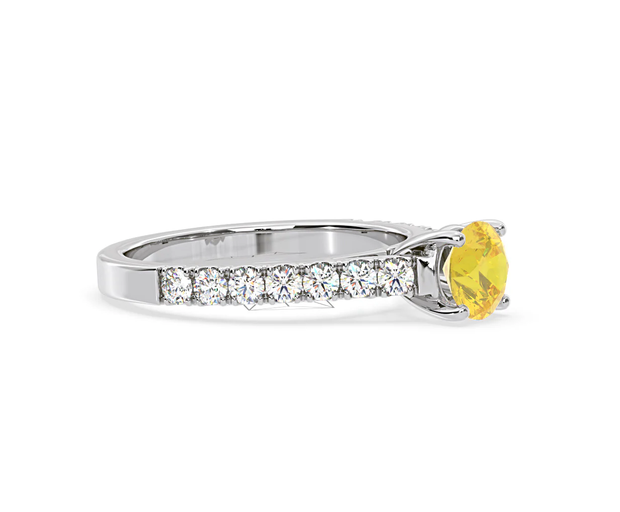 Natalia Yellow Lab Diamond 1.50ct Side Stone Ring in Platinum - Elara Collection - Image 75