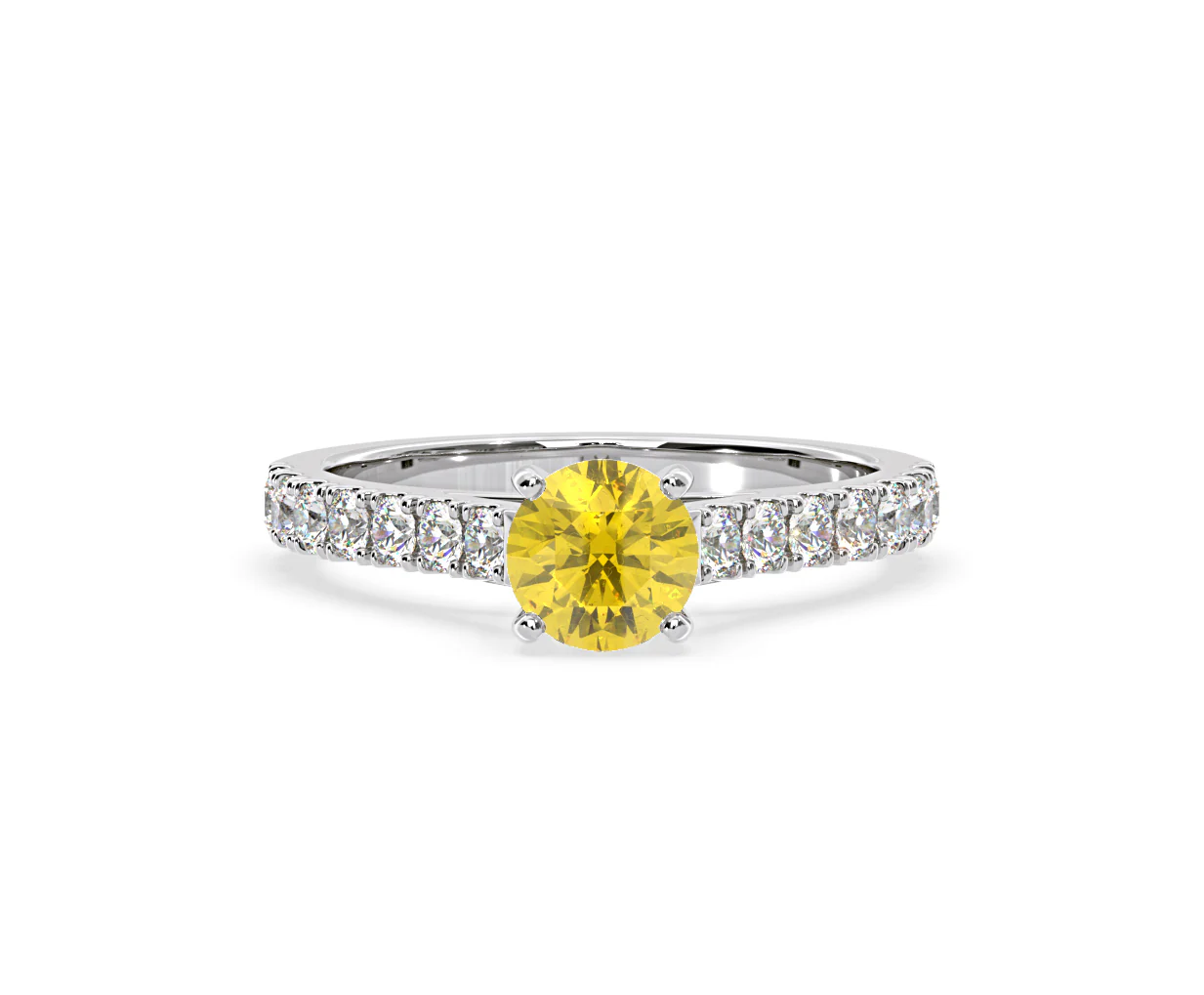 Natalia Yellow Lab Diamond 1.50ct Side Stone Ring in Platinum - Elara Collection - Image 87