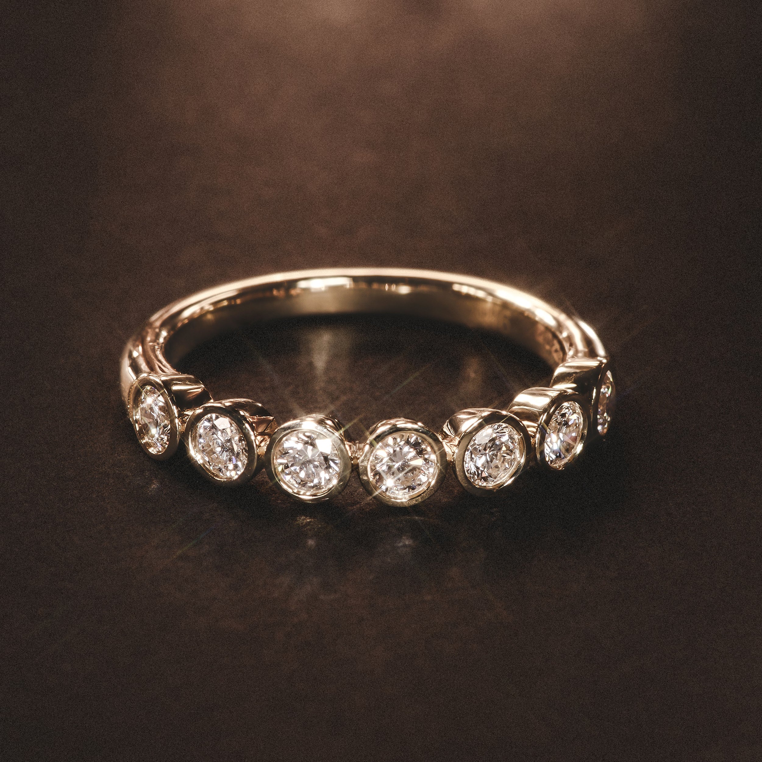 Orbit Half Band 0.30ct F/VS Round Cut Rubover Eternity Ring in 9K Yellow Gold - Image 7