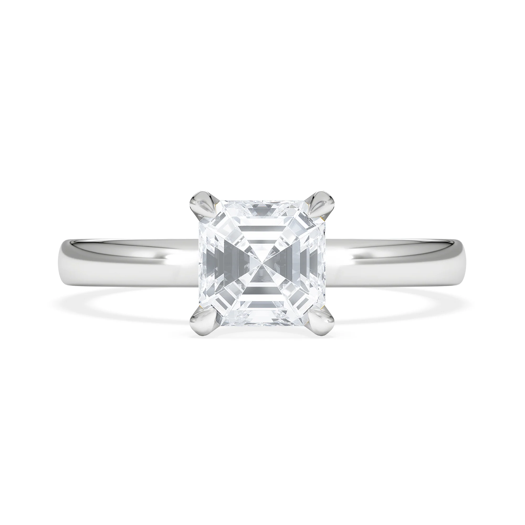 Origin 1.00ct Asscher Cut Lab Diamond Solitaire Engagement Ring in 18K White Gold - Image 7