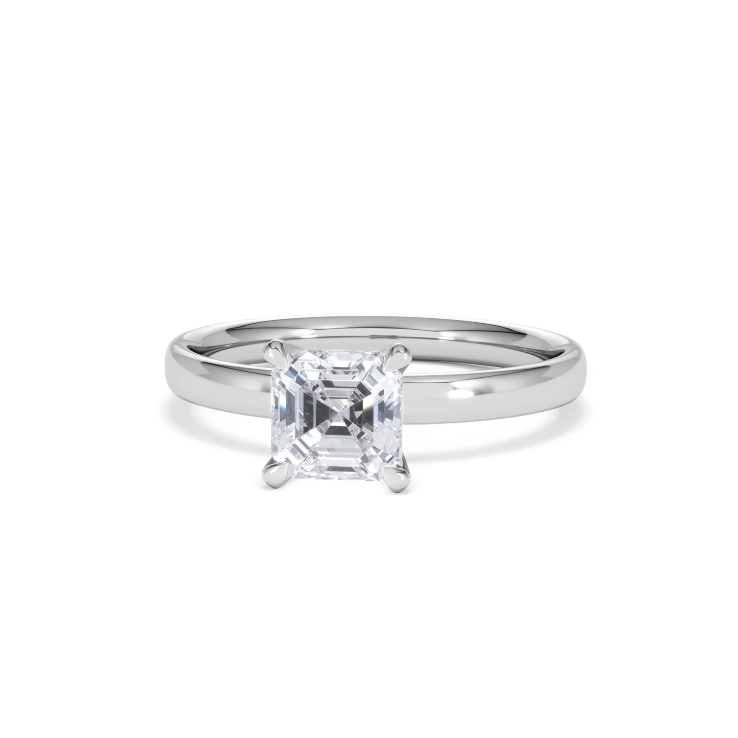 Origin 1.00ct Asscher Cut Lab Diamond Solitaire Engagement Ring in 18K White Gold - Image 86
