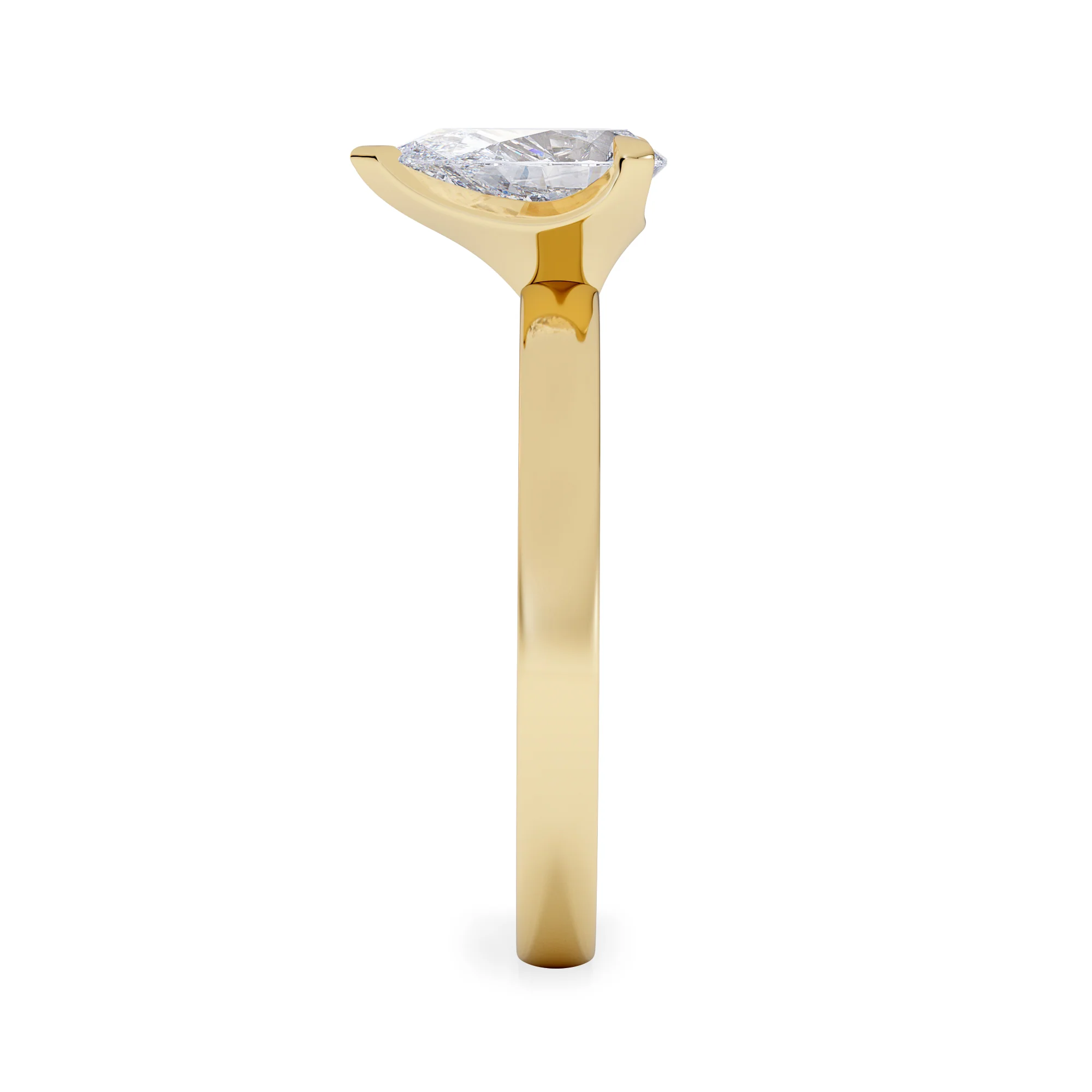 Origin 1.00ct Pear Cut Lab Diamond Solitaire Engagement Ring in 18K Yellow Gold - Image 5