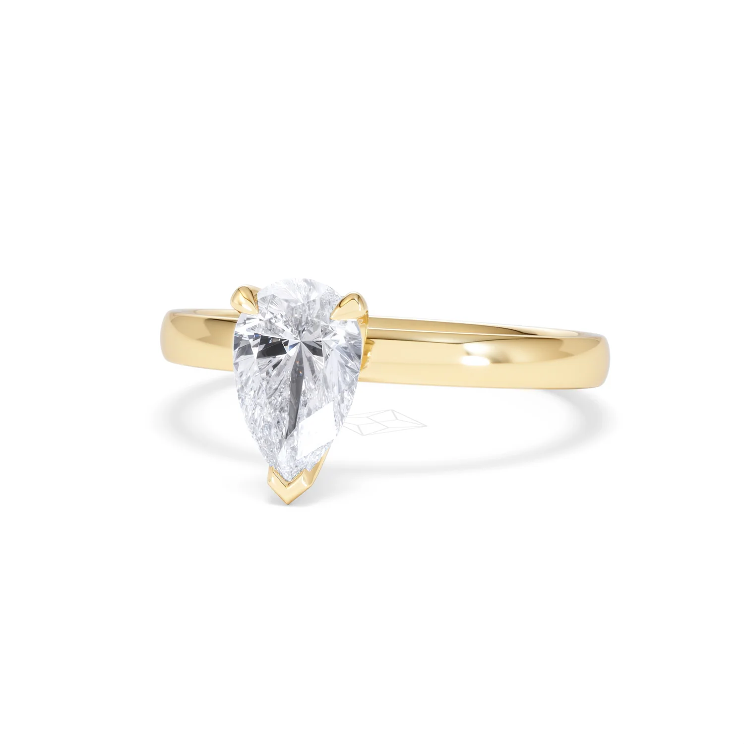 Origin 1.00ct Pear Cut Lab Diamond Solitaire Engagement Ring in 18K Yellow Gold - Image 84