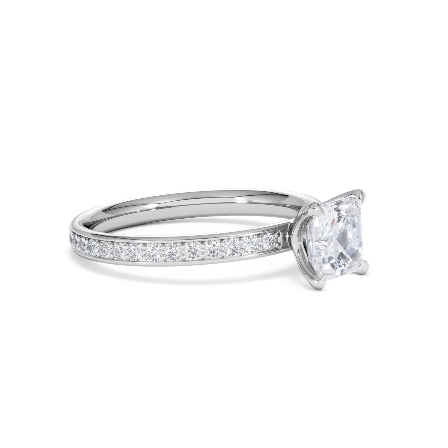 Origin 1.25ct Asscher Cut Lab Diamond Solitaire Engagement Ring with Side Stones in 18K White Gold - Image 18