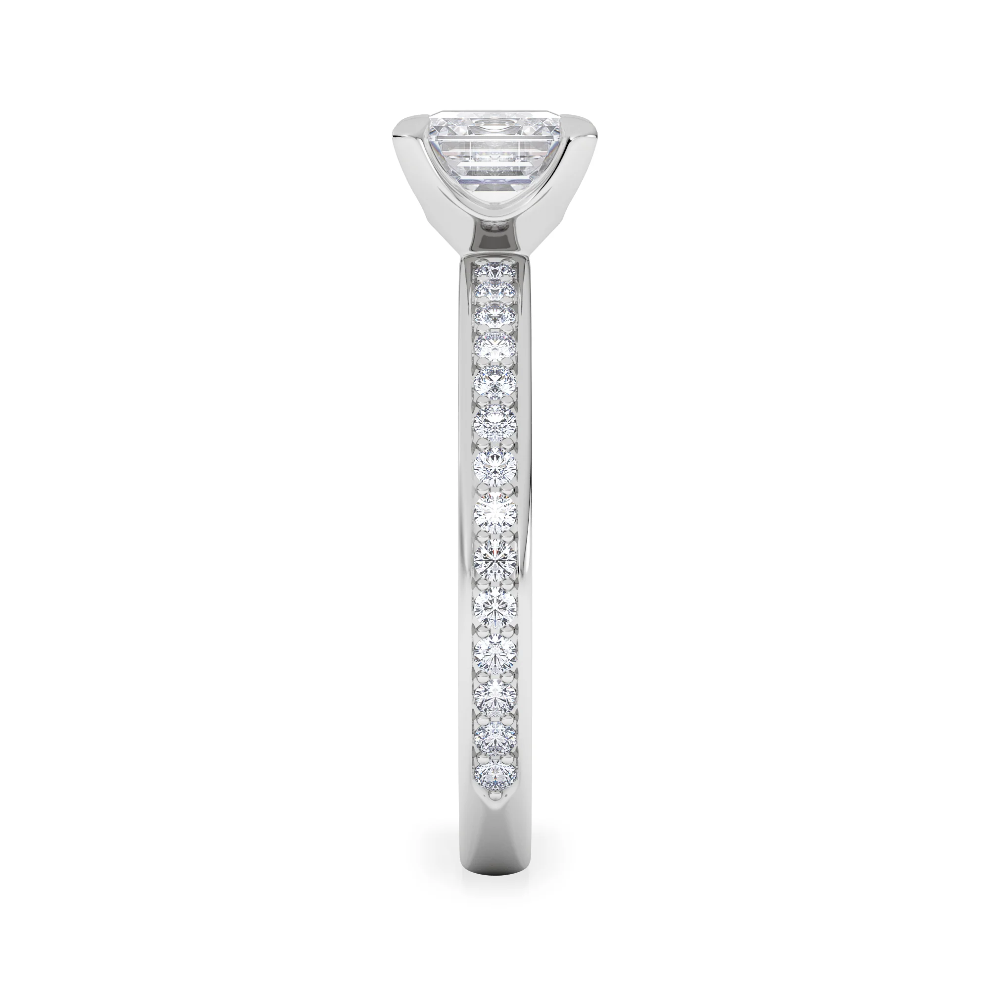 Origin 1.25ct Asscher Cut Lab Diamond Solitaire Engagement Ring with Side Stones in 18K White Gold - Image 5