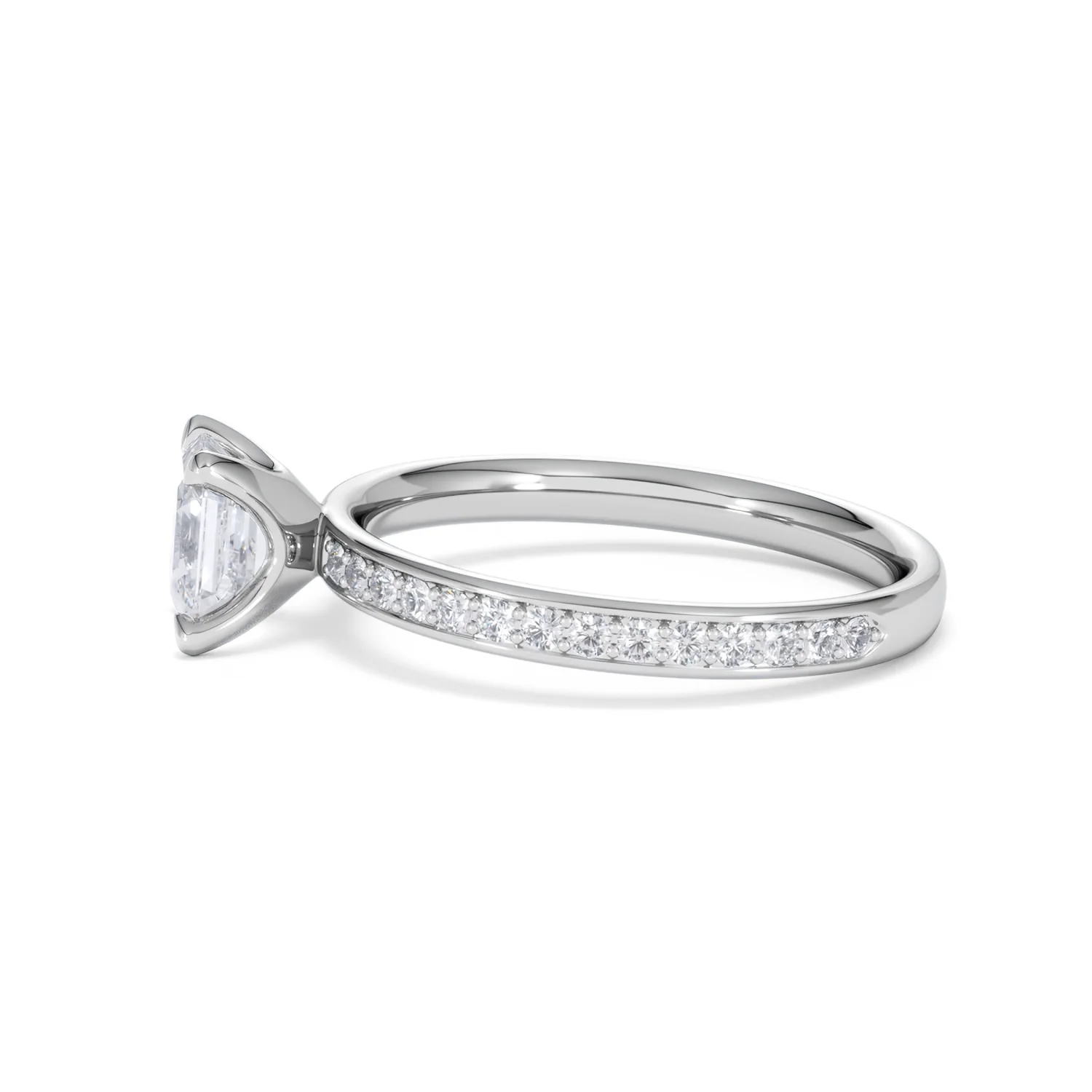 Origin 1.25ct Asscher Cut Lab Diamond Solitaire Engagement Ring with Side Stones in 18K White Gold - Image 68