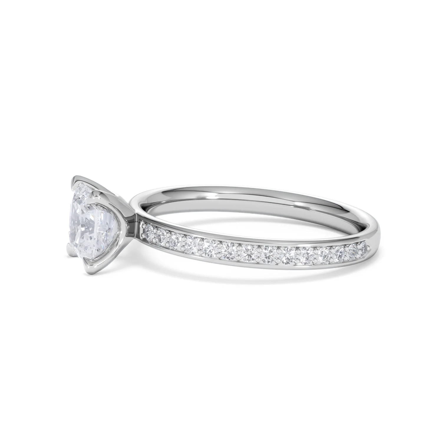 Origin 1.25ct Asscher Cut Lab Diamond Solitaire Engagement Ring with Side Stones in 18K White Gold - Image 71