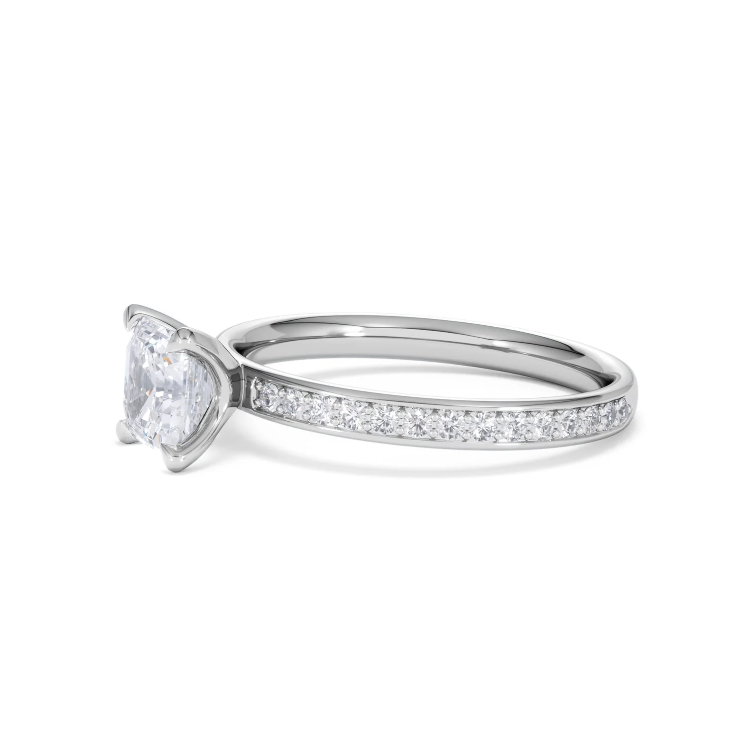 Origin 1.25ct Asscher Cut Lab Diamond Solitaire Engagement Ring with Side Stones in 18K White Gold - Image 73